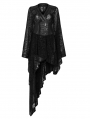 Black Gothic Transparant Jacquard Asymmetrical Kimono for Women