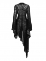 Black Gothic Transparant Jacquard Asymmetrical Kimono for Women