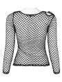 Black Gothic Daily Wear Perspective Mesh T-Shirt for Women