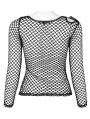 Black Gothic Daily Wear Perspective Mesh T-Shirt for Women