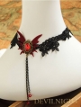 Black Vampire Gothic Lace Butterfly Pendant Necklace
