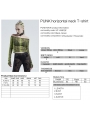 Green Gothic Grunge Off-the-Shoulder Transparant Long Sleeve T-Shirt for Women