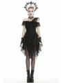 Black Gothic Off-the-Shoulder Lace Irregular Short Party Dress