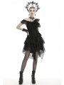 Black Gothic Off-the-Shoulder Lace Irregular Short Party Dress