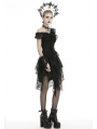 Black Gothic Off-the-Shoulder Lace Irregular Short Party Dress