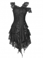 Black Gothic Off-the-Shoulder Lace Irregular Short Party Dress