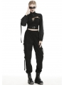 Black Gothic Punk Moto Style Short Casual Jacket for Women