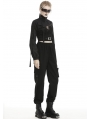 Black Gothic Punk Moto Style Short Casual Jacket for Women