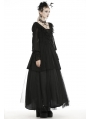 Black Vintage Gothic Dot Chiffon Dress Coat for Women