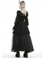 Black Vintage Gothic Dot Chiffon Dress Coat for Women