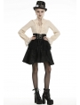 Black Gothic PU Leather Short Layered Skirt