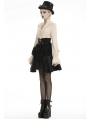 Black Gothic PU Leather Short Layered Skirt