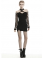 Black Sexy Gothic Grunge Punk Off-the-Shoulder Long Sleeve Mini Dress