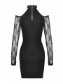 Black Sexy Gothic Grunge Punk Off-the-Shoulder Long Sleeve Mini Dress