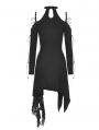 Black Gothic Grunge Off-the-Shoulder Irregular Long Sleeve Daily Wear Dress 