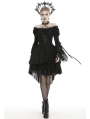 Black Gothic Decadent Off-the-Shoulder Long Sleeve Cocktail Party Dress