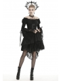 Black Gothic Decadent Off-the-Shoulder Long Sleeve Cocktail Party Dress