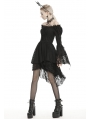 Black Gothic Decadent Off-the-Shoulder Long Sleeve Cocktail Party Dress