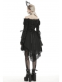 Black Gothic Decadent Off-the-Shoulder Long Sleeve Cocktail Party Dress