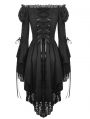 Black Gothic Decadent Off-the-Shoulder Long Sleeve Cocktail Party Dress