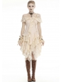 Ivory Steampunk Gothic Asymmetric Frilly Lace Dress