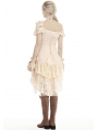 Ivory Steampunk Gothic Asymmetric Frilly Lace Dress