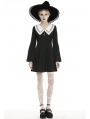 Black and White Cute Gothic Grunge Long Sleeve Short Daily Wear Dress 