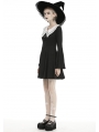 Black and White Cute Gothic Grunge Long Sleeve Short Daily Wear Dress 