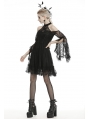 Black Gothic Off-the-Shoulder Lace Long Sleeve Short Party Dress