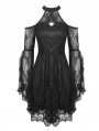 Black Gothic Off-the-Shoulder Lace Long Sleeve Short Party Dress