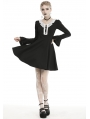 Black and White Gothic Grunge Long Sleeve Daily Wear Short Dress