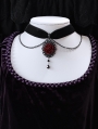 Vintage Dark Rose Chain Choker Necklace