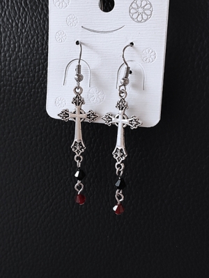 Dark Gothic Cross Earrings