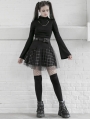 Black and White Street Fashion Grunge Gothic Plaid Gauze Mini Skirt