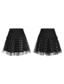 Black and White Street Fashion Grunge Gothic Plaid Gauze Mini Skirt