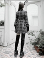 Black and White Plaid Street Fashion Grunge Gothic long sleeve daily wear short Dress