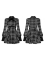 Black and White Plaid Street Fashion Grunge Gothic long sleeve daily wear short Dress