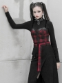 Black and Red Plaid Street Fashion Grunge Gothic Vest Top for Women