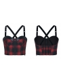 Black and Red Plaid Street Fashion Grunge Gothic Vest Top for Women