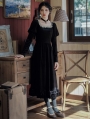 Black Velvet Vintage Princess Style Medieval Inspried Long Casual Dress