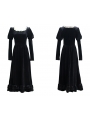 Black Velvet Vintage Princess Style Medieval Inspried Long Casual Dress