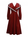 Red Vintage Medieval Inspried Long Daily Wear Dress