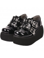 Black Gothic Grunge Punk Rivet Buckle Belt Platform Shoes for Women