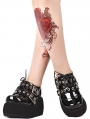 Black Gothic Grunge Punk Rivet Buckle Belt Platform Shoes for Women