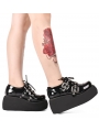 Black Gothic Grunge Punk Rivet Buckle Belt Platform Shoes for Women