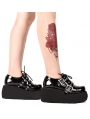 Black Gothic Grunge Punk Rivet Buckle Belt Platform Shoes for Women