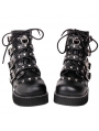 Black Gothic Grunge Punk Rivet Buckle Belt Platform Mid-Calf Boots for Women
