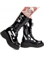 Black Gothic Grunge Punk Skull Buckle Belt Lace-up Platform Boots for Women