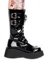 Black Gothic Grunge Punk Skull Buckle Belt Lace-up Platform Boots for Women