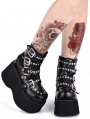 Black Gothic Grunge Punk Rivet Belt Platform Mid-Calf Boots for Women